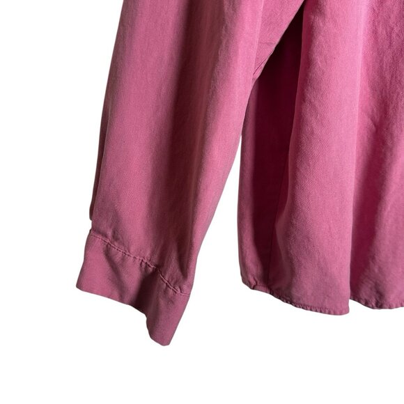 J Jill Shirt Womens Large 100% Silk Pink Lightweight Casual Button Up Sleeves - Picture 5 of 10
